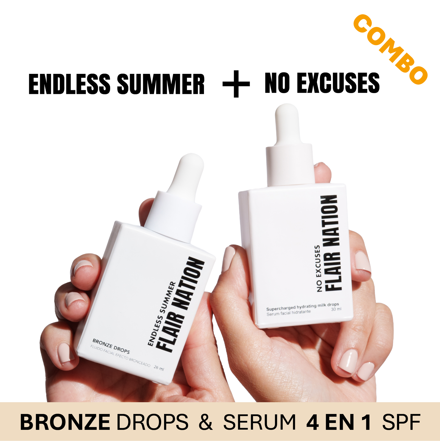 Combo Bronze Drops + No Excuses SPF 50 Flair Nation