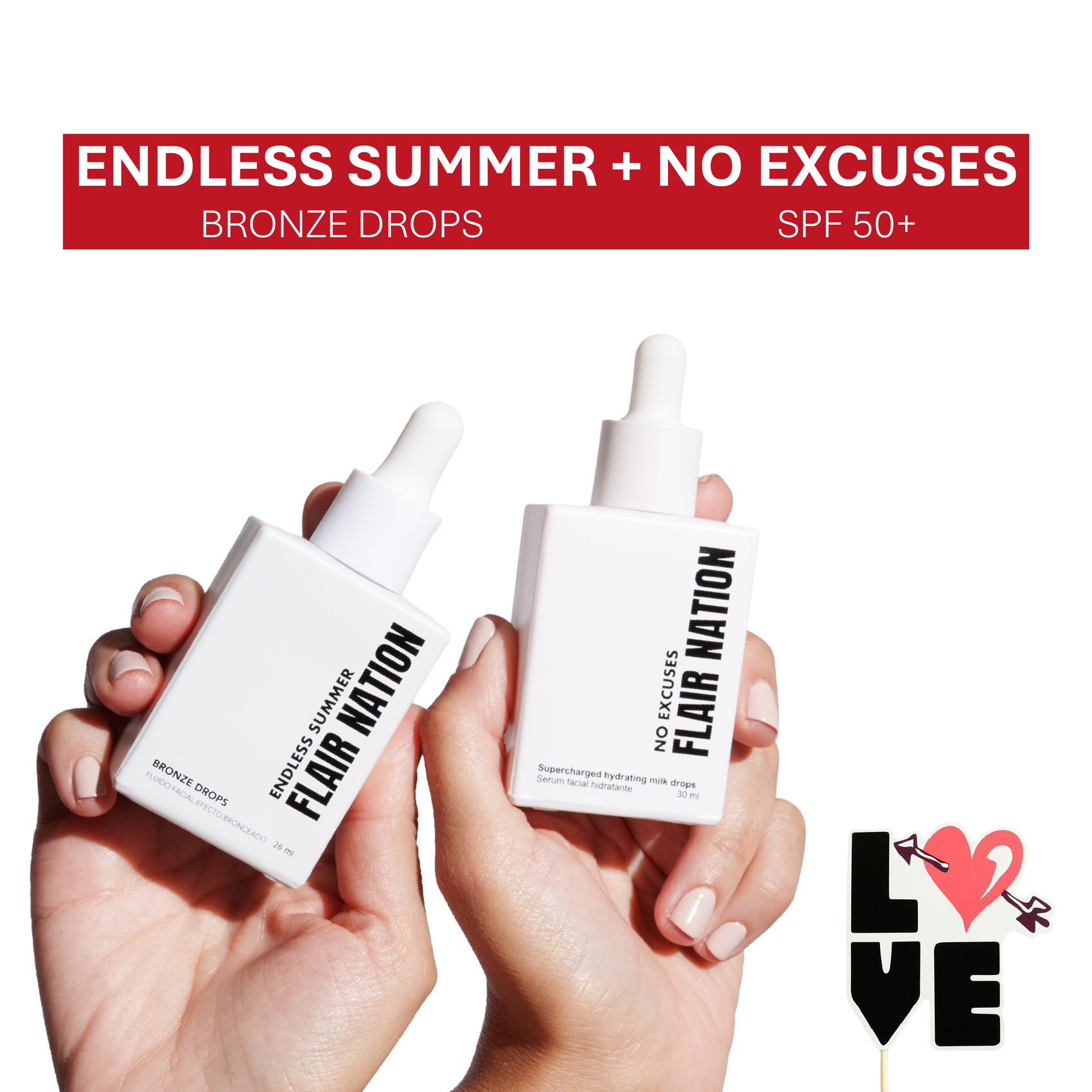 Combo Bronze Drops + No Excuses SPF 50 Flair Nation